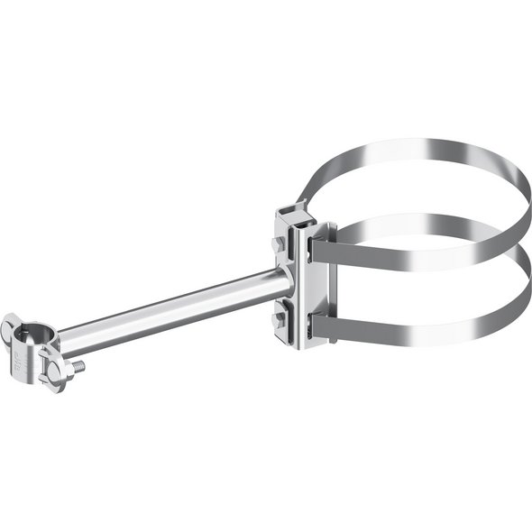 Pole fastener with tape pipe clamp, V2A